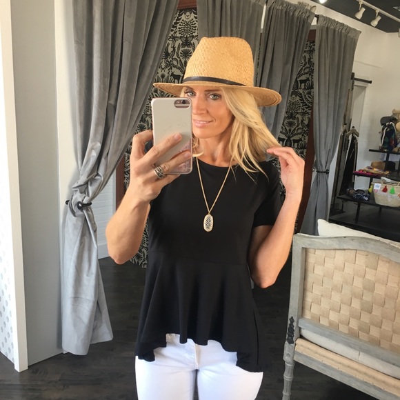 Infinity Raine Tops - ✨LAST ONE✨Black Short Sleeve Peplum Top